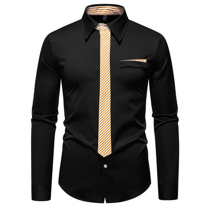 Chemise à manches longues pour hommes avec un design de col innovant et une poche poitrine pratique Chic und Stil