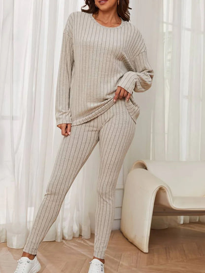 Dames Pull à manches longues en tricot avec structure côtelée Chic und Stil