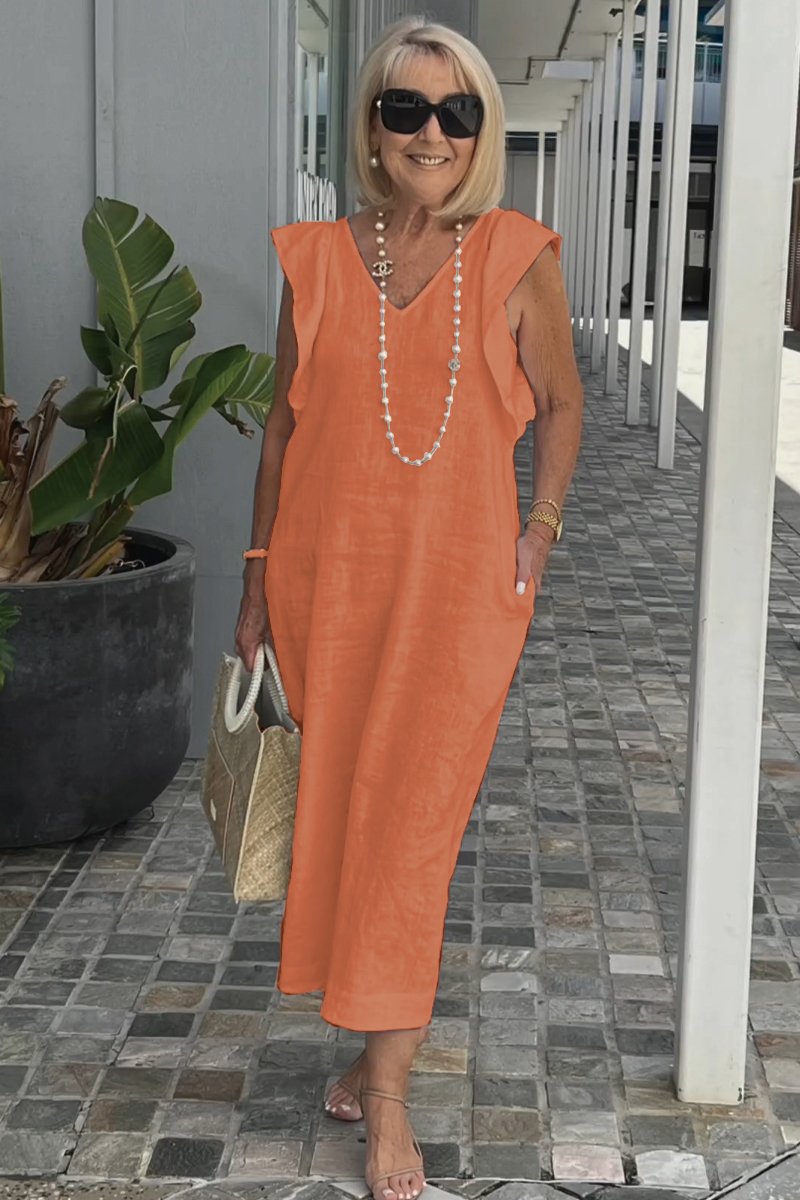 Robe maxi pour femme avec décolleté en V et manches raglan Chic und Stil
