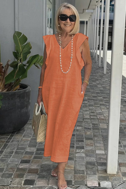 Robe maxi pour femme avec décolleté en V et manches raglan Chic und Stil
