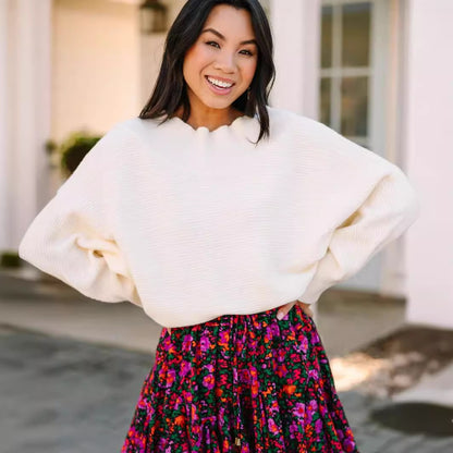Pull femme décontracté avec décolleté asymétrique et manches larges Chic und Stil