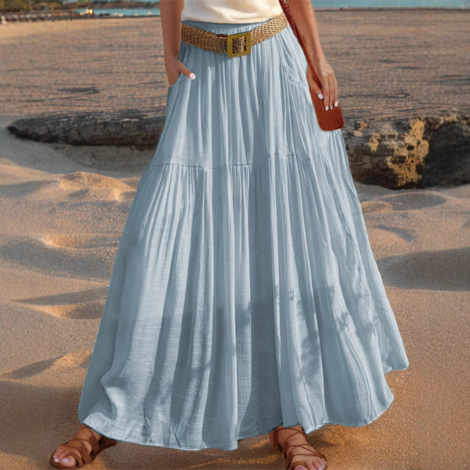 Maxi flared skirt for women with elegant pleated draping and practical pockets Chic und Stil