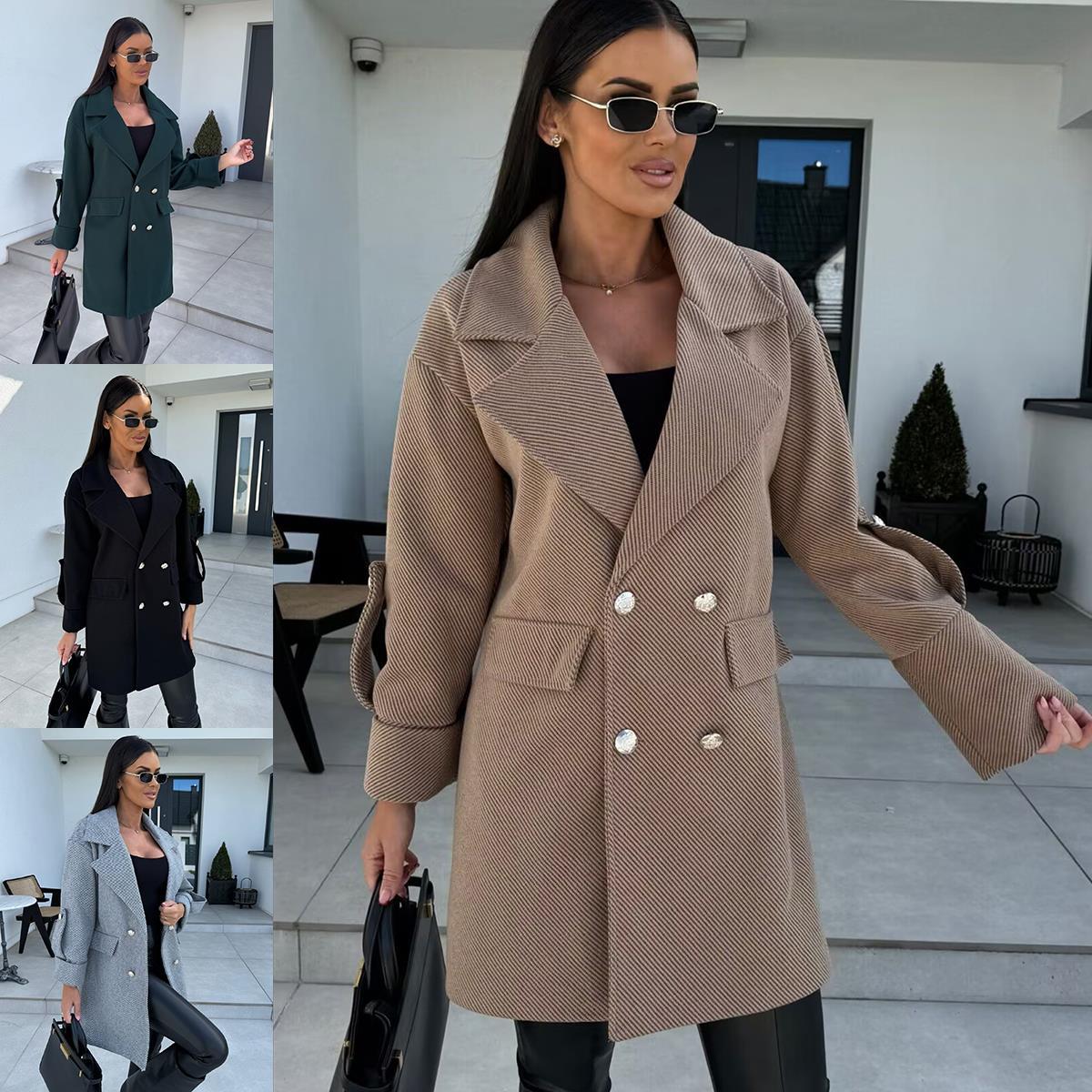 Dames Blazer surdimensionné élégant avec double rangée de boutons et poches pratiques Chic und Stil