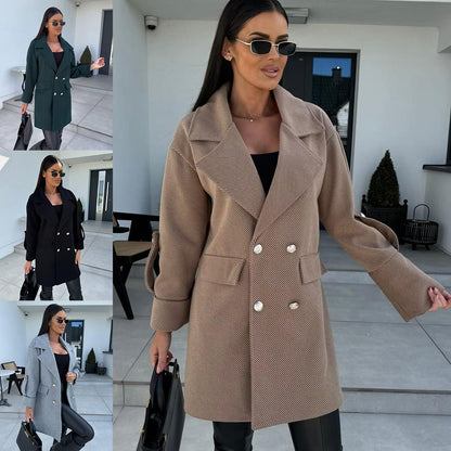 Dames Blazer surdimensionné élégant avec double rangée de boutons et poches pratiques Chic und Stil