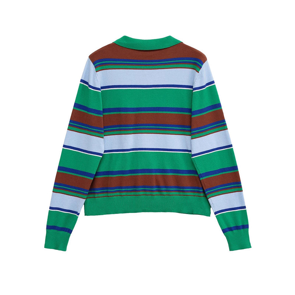 Dames cardigan rayé avec détails de bouton et col classique Chic und Stil