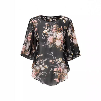 Blouse en chiffon pour femmes avec des manches volantes et un motif floral Chic und Stil