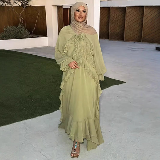 Robe maxi à volants pour femmes avec des liens élégants et une coupe décontractée Chic und Stil