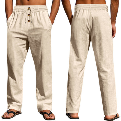 Comfortable and airy linen pants for men with elastic waistband and practical pockets Chic and Style