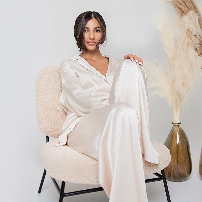 Dames Ensemble de costume en satin luxueux à coupe ample et détails à la mode Chic und Stil