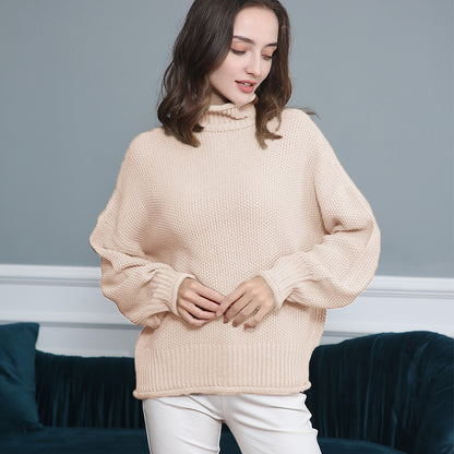 Pull femme en grosse maille avec col roulé et coupe aérienne Chic und Stil