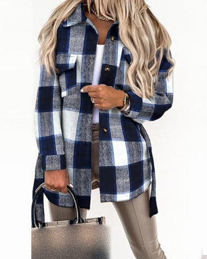 Blouse à manches longues à carreaux pour femmes Chic und Stil