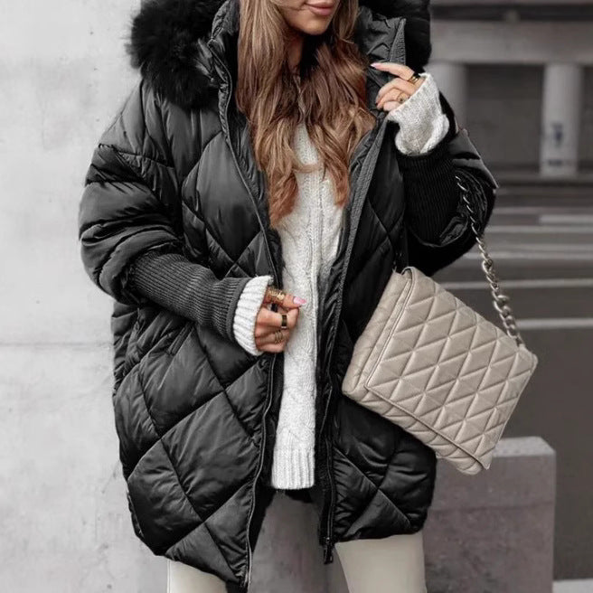 Dame Veste doudoune oversize avec col en fausse fourrure Chic und Stil