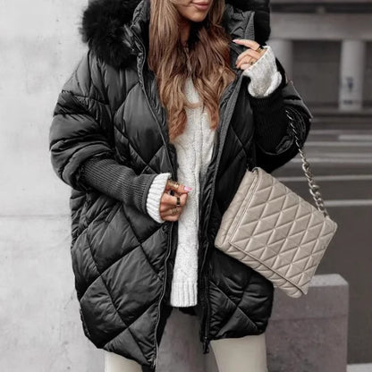 Dame Veste doudoune oversize avec col en fausse fourrure Chic und Stil