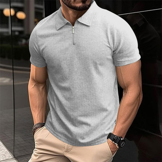 Polo pour hommes avec fermeture éclair moderne et tissu structuré Chic und Stil