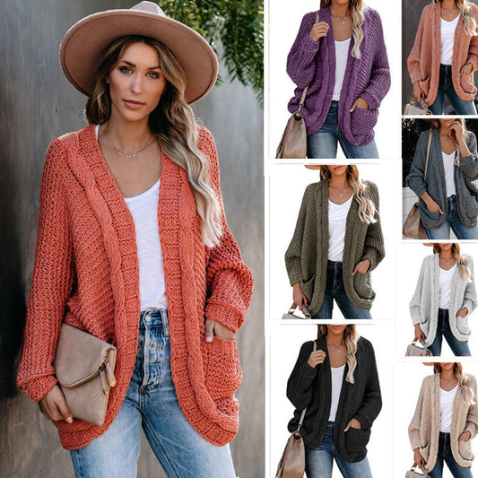 Veste en tricot épais pour femmes avec des contours décontractés et de grandes poches Chic und Stil