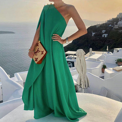 Robe maxi femme avec design asymétrique Chic und Stil