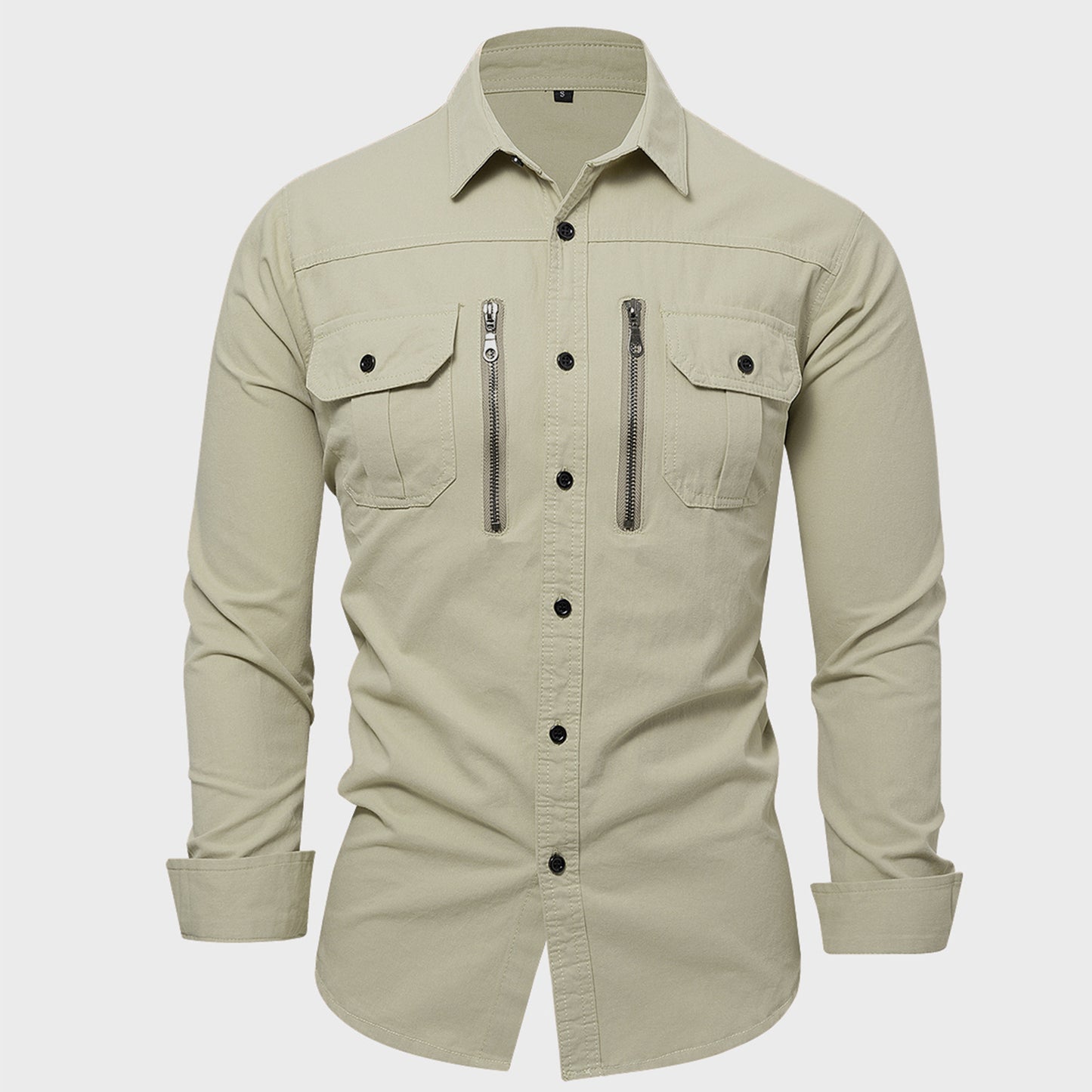 Chemise en coton pour hommes avec fermeture éclair et poches poitrine Chic und Stil