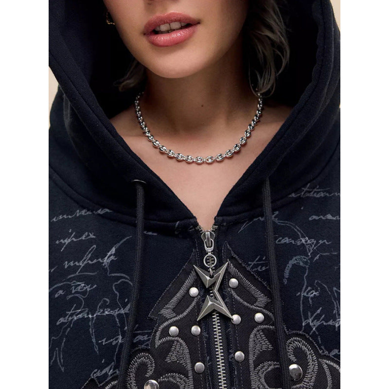 Dames hoodie surdimensionné avec impression détaillée Chic und Stil