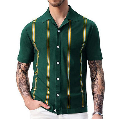 Chemise à manches courtes pour hommes avec motif à rayures graphiques Chic und Stil