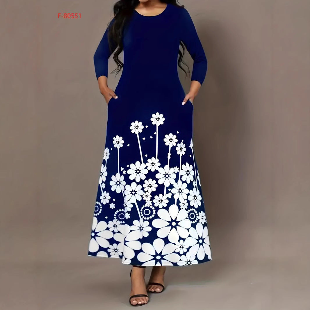Robe maxi femme avec design floral et poches pratiques Chic und Stil
