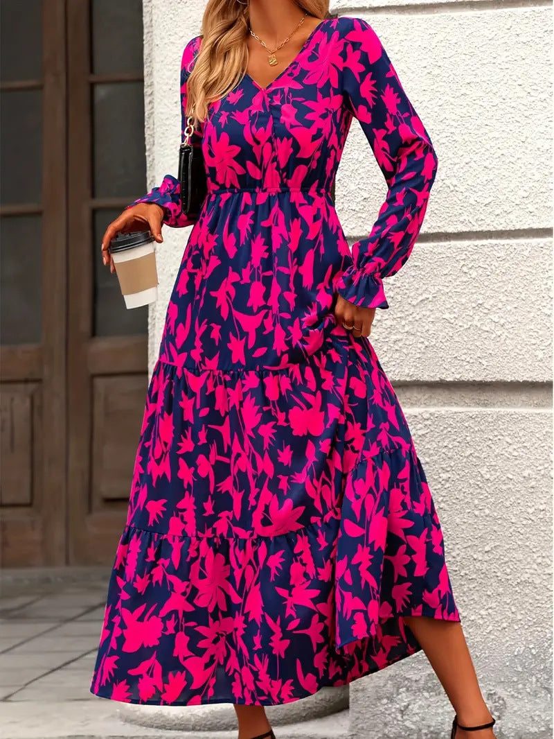 Robe maxi femme avec décolleté en V et manches volumineuses Chic und Stil