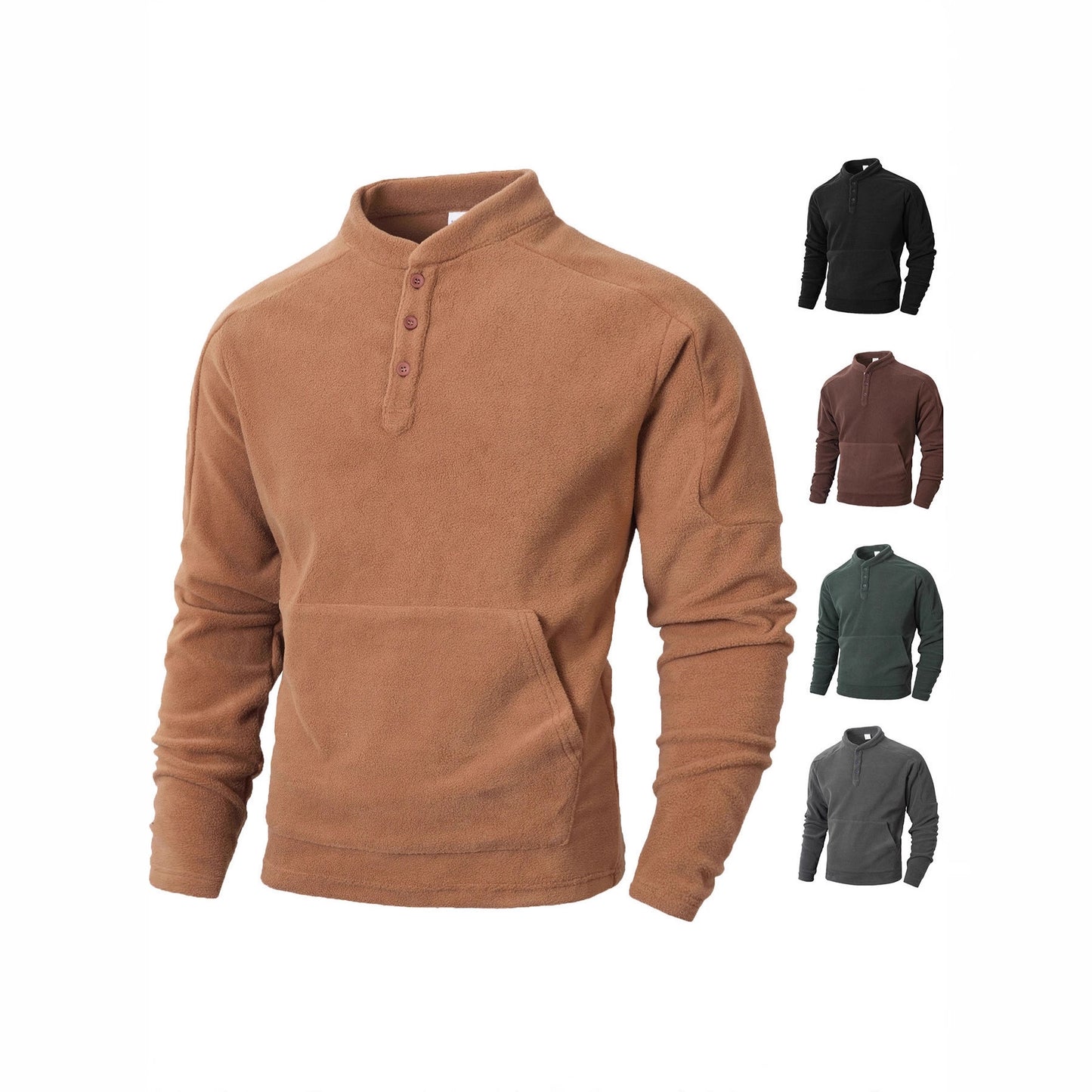Men's fleece pullover with a stylish high collar and practical buttons Chic und Stil