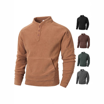 Men's fleece pullover with a stylish high collar and practical buttons Chic und Stil