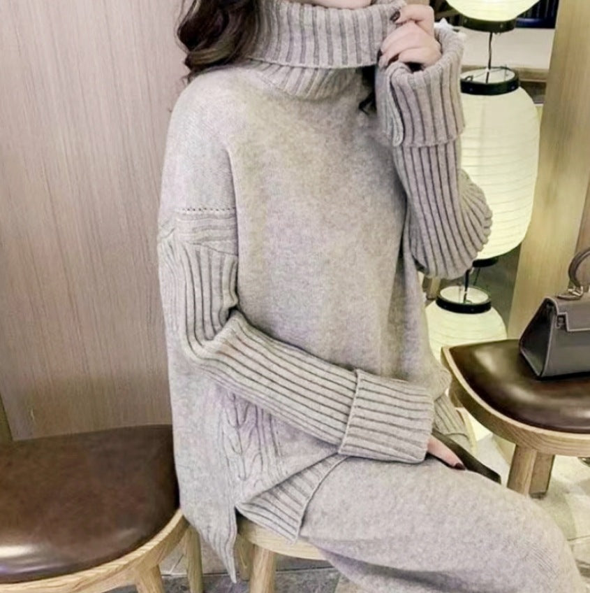 Femme Pull en tricot doux avec col haut et coupe décontractée Chic und Stil