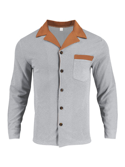 Chemise à manches longues stylée pour hommes avec un design texturé et une poche poitrine pratique Chic und Stil
