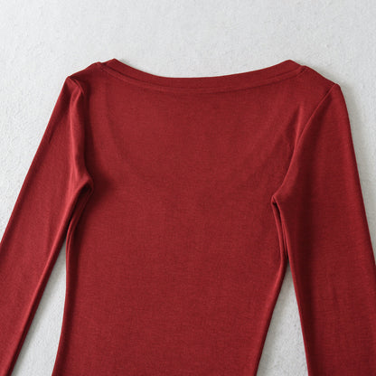 Chemisier à manches longues pour femmes avec un col rond élégant et une coupe cintrée Chic und Stil