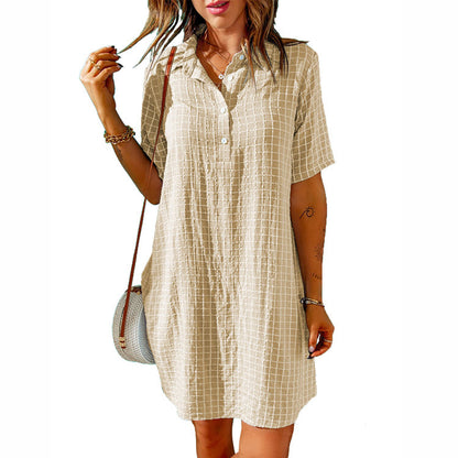 Robe chemise décontractée pour femmes avec motif à carreaux et poches pratiques Chic und Stil
