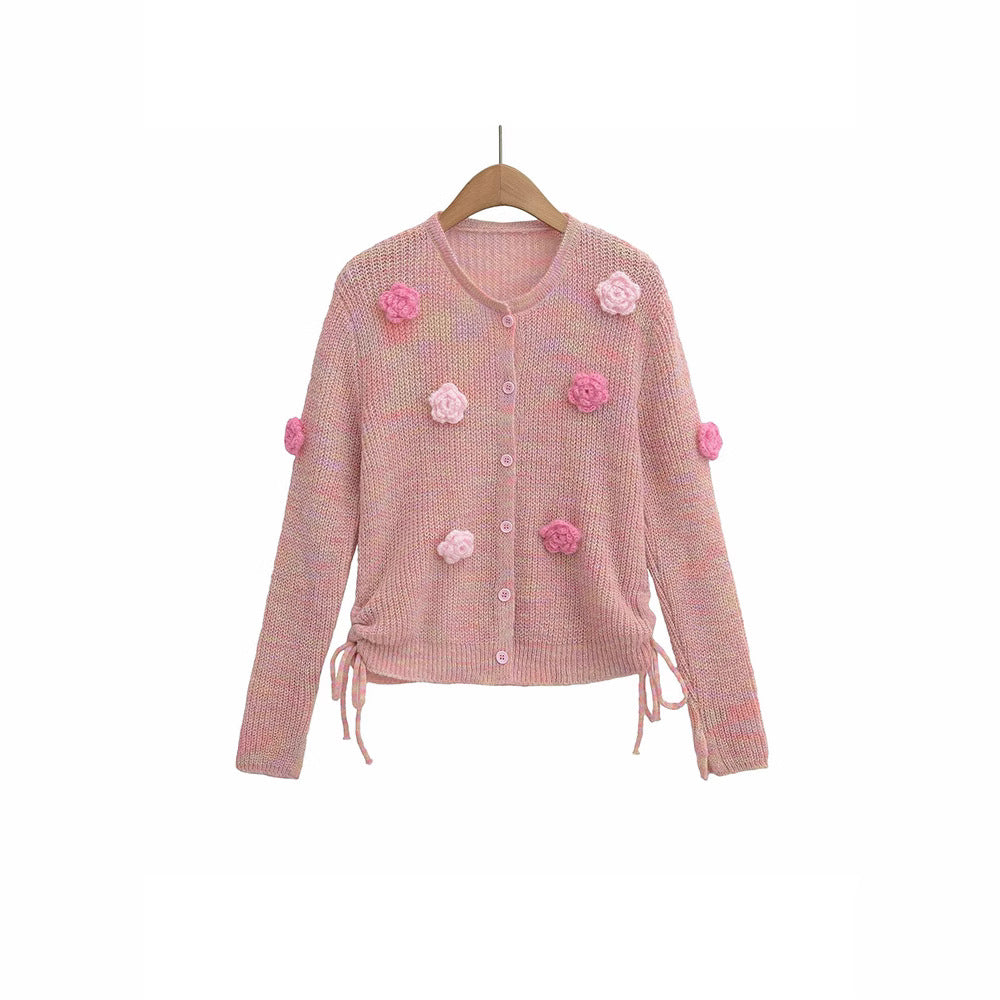 Dames cardigan avec applications florales et ourlet réglable Chic und Stil