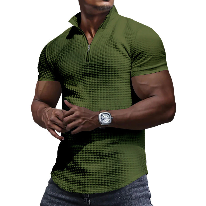 Chemise fonctionnelle à manches courtes pour hommes avec col montant moderne et fermeture éclair Chic und Stil