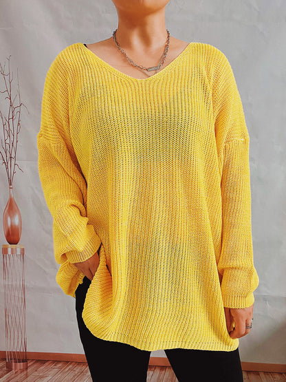 Pull femme décontracté à col V avec motif tricoté texturé Chic und Stil