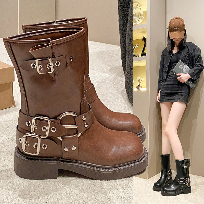 Bottes pour dames avec boucles à la mode et semelle antidérapante Chic und Stil