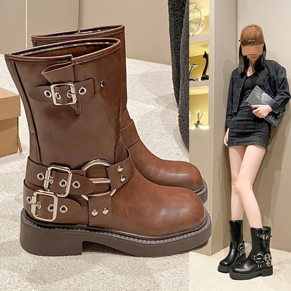 Bottes pour dames avec boucles à la mode et semelle antidérapante Chic und Stil