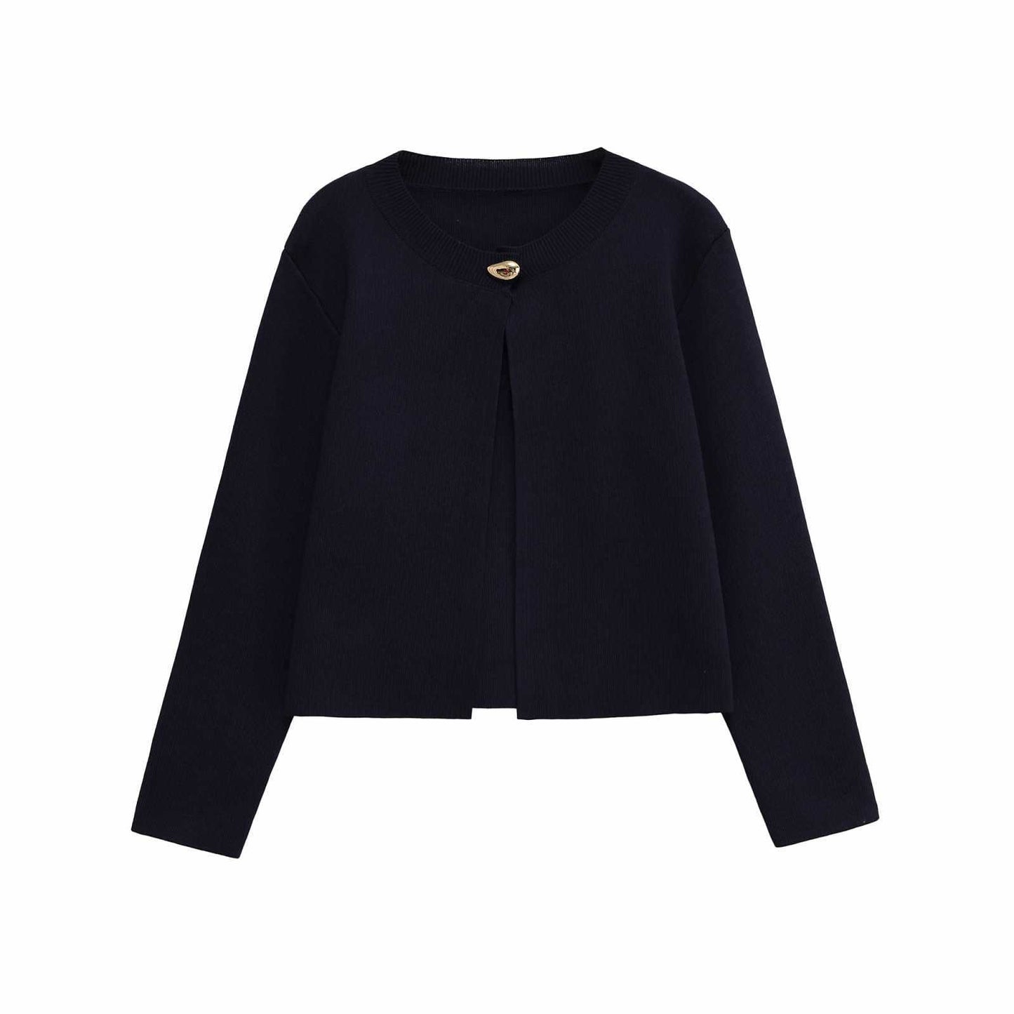 Damen zeitloses Strickoberteil mit elegantem Knopfdetail Chic und Stil