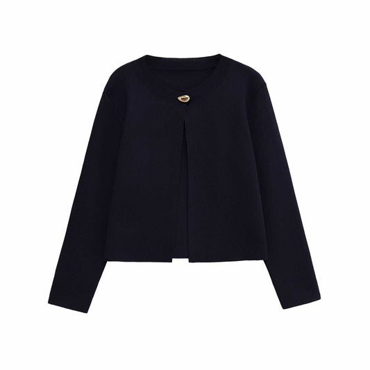 Damen zeitloses Strickoberteil mit elegantem Knopfdetail Chic und Stil