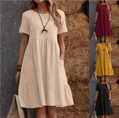 Robe d'été décontractée pour femmes avec poches et volants Chic und Stil