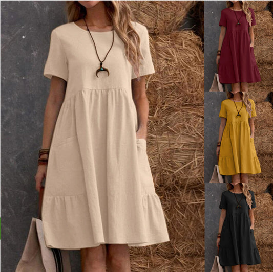 Robe d'été décontractée pour femmes avec poches et volants Chic und Stil