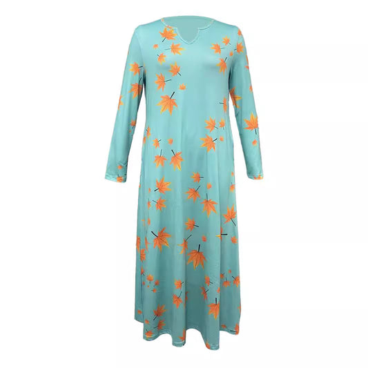 Robe maxi femme avec décolleté en V et imprimé floral Chic und Stil