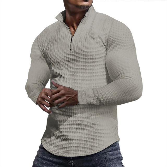 Functional T-shirt for men with high collar and textured design Chic und Stil