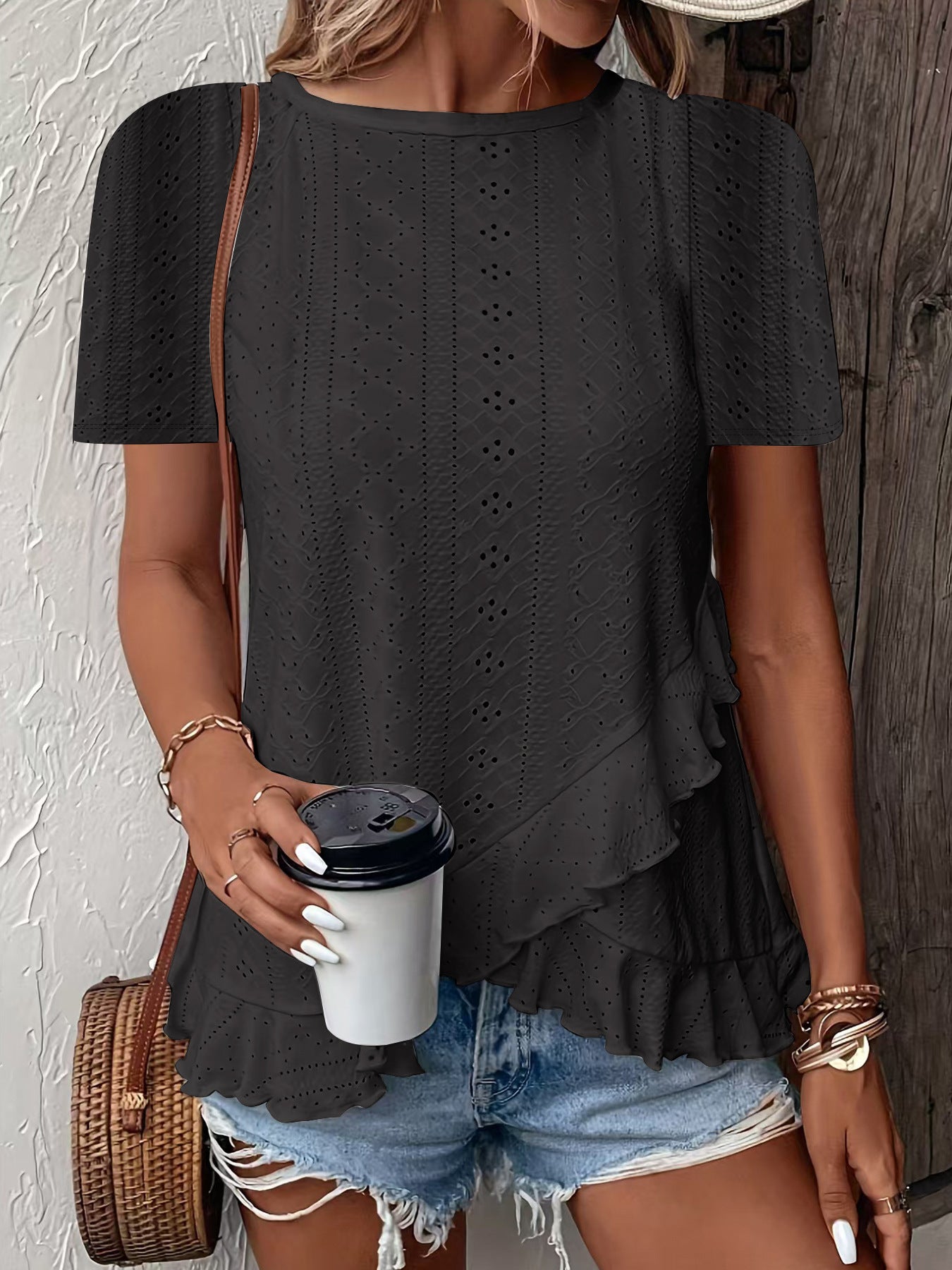 Blouse pour femmes avec des détails à volants et un insert floral Chic und Stil