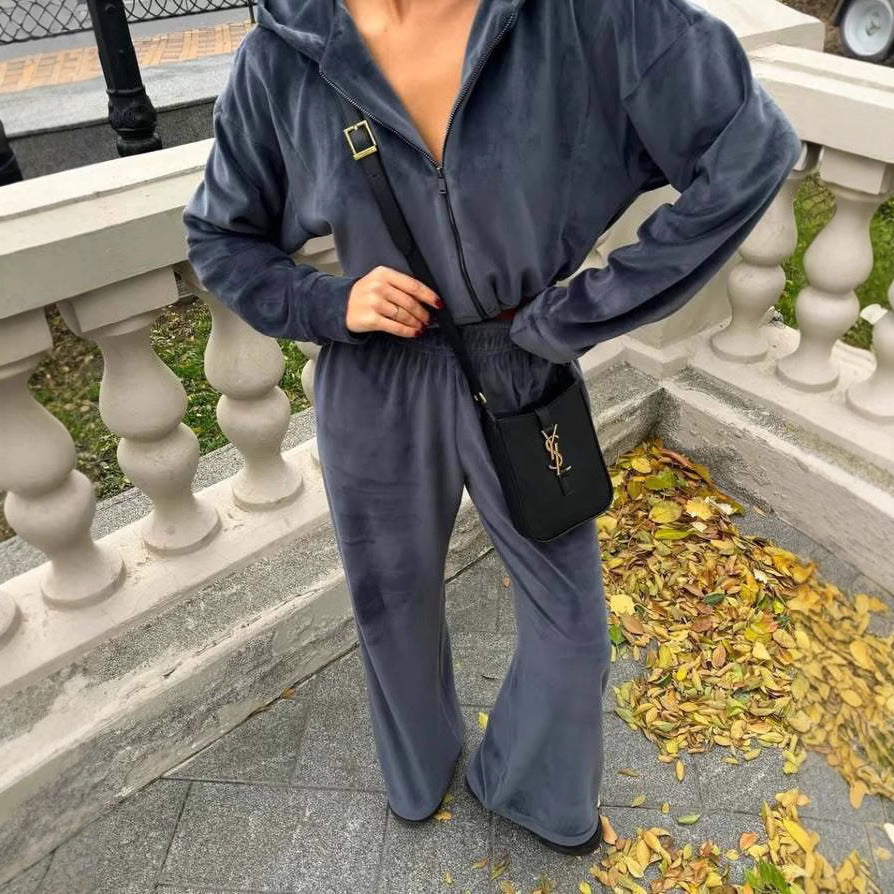 Dames doux velours combinaison à capuche Chic und Stil