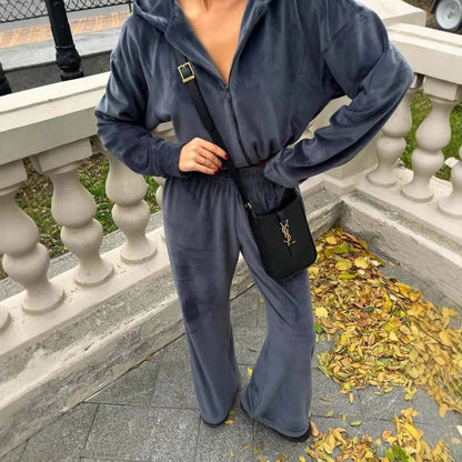 Dames doux velours combinaison à capuche Chic und Stil