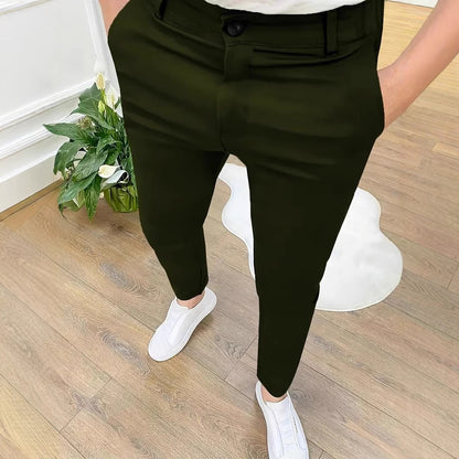 Trendy slim-fit pants for men with elastic waistband and practical pockets Chic and Style