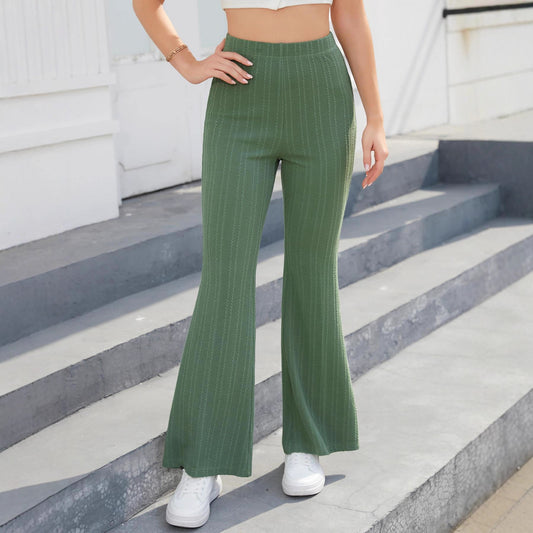 Pantalons évasés pour femmes en matériau tricot de haute qualité avec taille élastique Chic und Stil