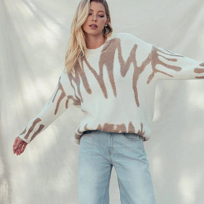 Pull femme décontracté en tricot avec motif unique Chic und Stil