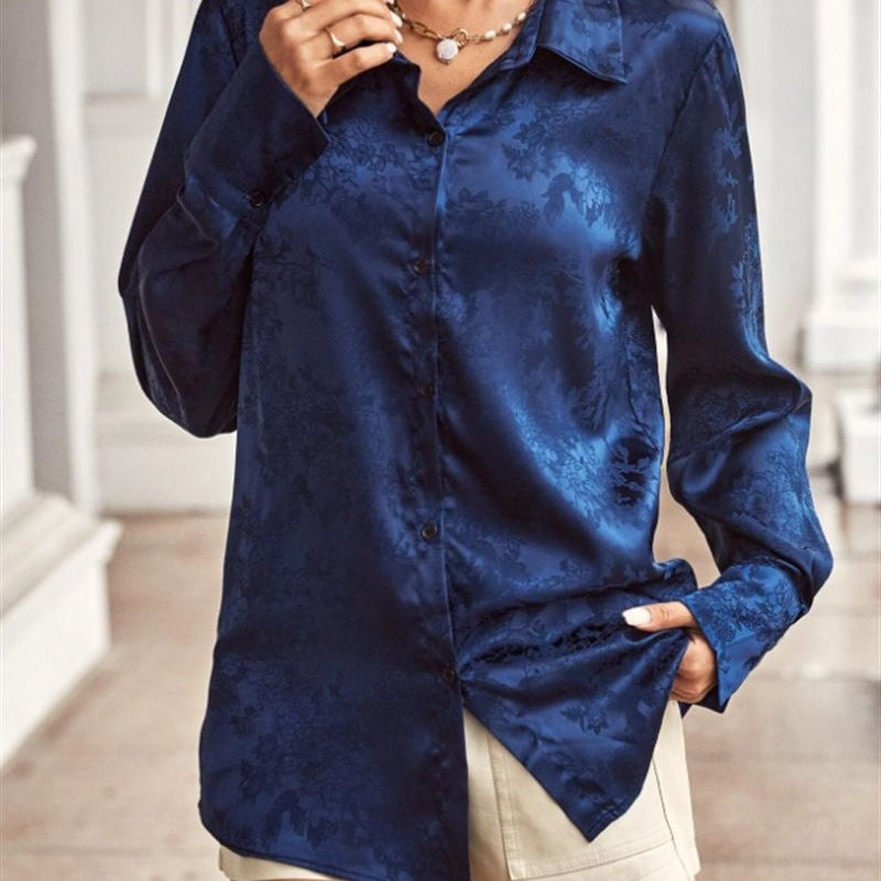 Dames Élégante blouse satinée avec motif floral Chic und Stil