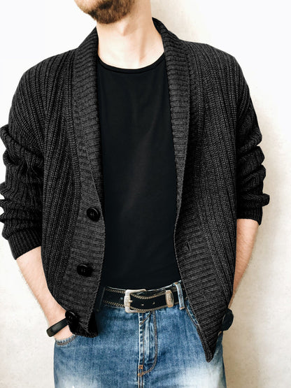 Men's knitted jacket with deep collar Chic and Style